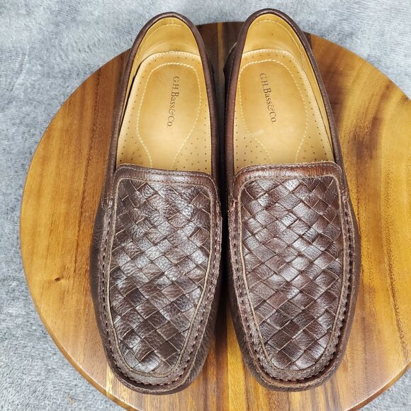 G.H. Bass Driving Loafers Men's 12 M Brown Leather Wheldon Weave Casual Shoes - Picture 6 of 8